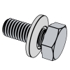 Assemblies With Coarse Threaded Screws and Captive Conical Spring Washer