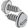 Slotted pan head tapping screws and plain washer assemblies