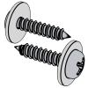 Cross recessed pan head tapping screws and plain washer assemblies