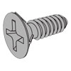 Cross recessed ribbed countersunk head tapping screws