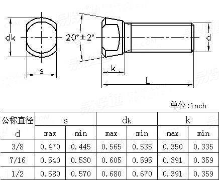 ASME B 18.9 - 2012 Clipped Head Plow Bolts  [Table 5] (A307, F468, F593, SAE J 429)